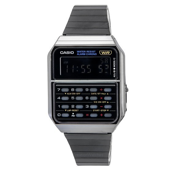 Reloj Casio Vintage con calculadora digital y cuarzo de acero inoxidable CA-500WEGG-1B para hombre