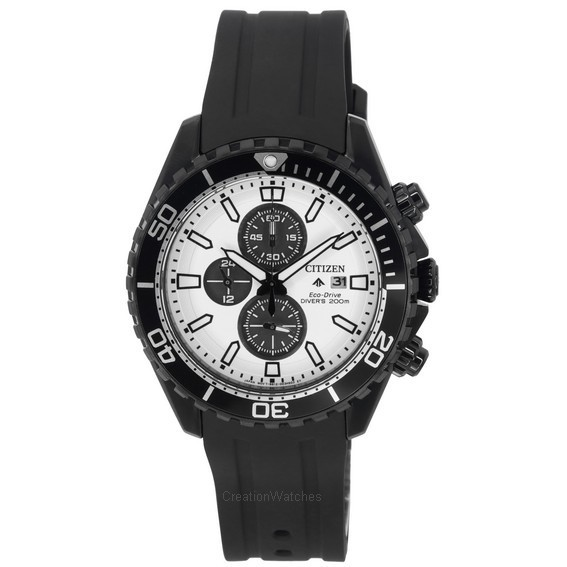 公民 Promaster 海洋生態驅動計時碼表白色錶盤潛水員 CA0825-05A 200M 男士手錶