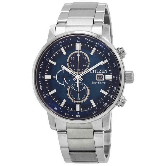 Citizen Eco-Drive Chronograph Stainless Steel Blue Dial CA0840-87L 100M Men's Watch