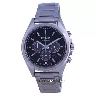 Citizen Attesa Chronograph Titanium Black Dial Eco-Drive CA4390-55E 100M Men's Watch