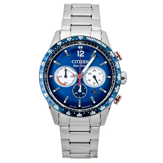 Citizen Eco-Drive Chronograph Stainless Steel Navy Blue Dial CA4716-50L 100M Men's Watch