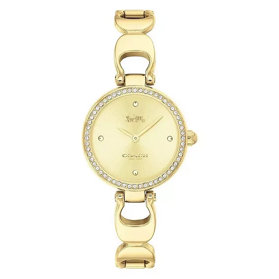 Coach Park Sig C Crystal Accents Gold Tone Stainless Steel Quartz 14503171 Women's Watch