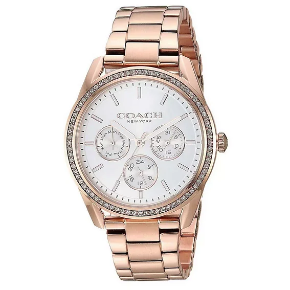 Coach Preston Silver Dial Rose Gold Stainless Steel Bracelet Quartz 14503267 Women's Watch