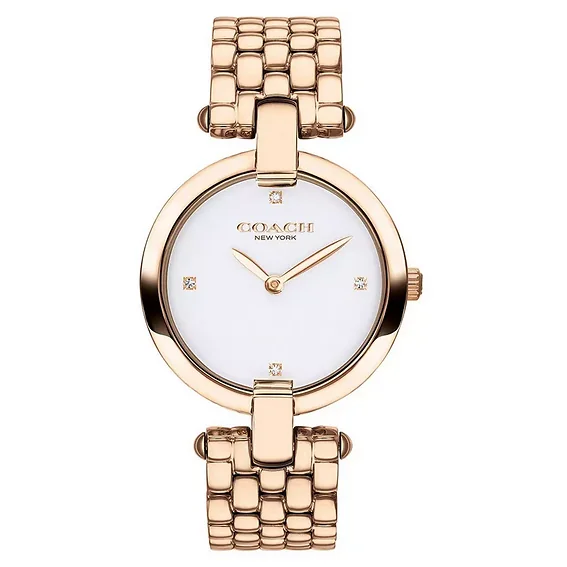 Coach Chrystie White Dial Rose Gold Tone Stainless Steel Quartz 14503321 Women's Watch