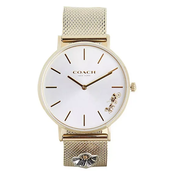 Coach Perry Silver Dial Gold Tone Stainless Steel Quartz 14503337 Women's Watch