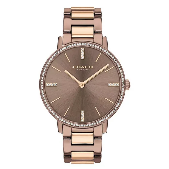 Coach Audrey Crystal Accents Two Tone Stainless Steel Quartz 14503502 Women's Watch