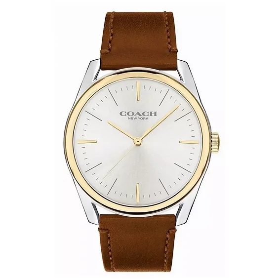 Coach Preston Silver Dial Leather Strap Quartz 14602481 Men's Watch