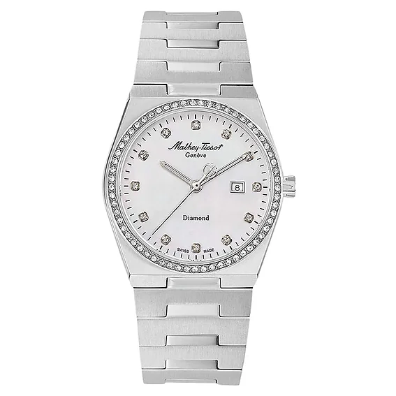 Mathey-Tissot Zeus Diamond Accents Stainless Steel White Dial Quartz D118SAI Women's Watch