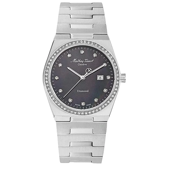 Mathey-Tissot Zeus Diamond Accents Stainless Steel Black Dial Quartz D118SAN Women's Watch