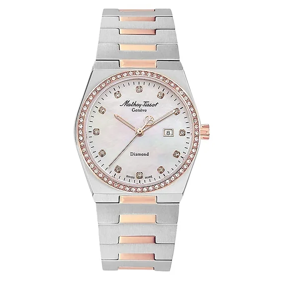 Mathey-Tissot Zeus Diamond Accents Two Tone Stainless Steel White Dial Quartz D118SBI Women's Watch