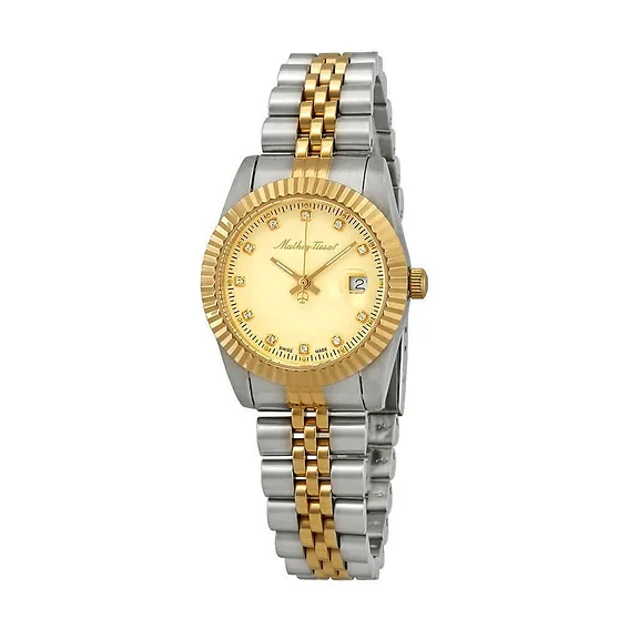 Mathey-Tissot Mathy III Two Tone Stainless Steel Gold Dial Quartz D810BDI Women's Watch