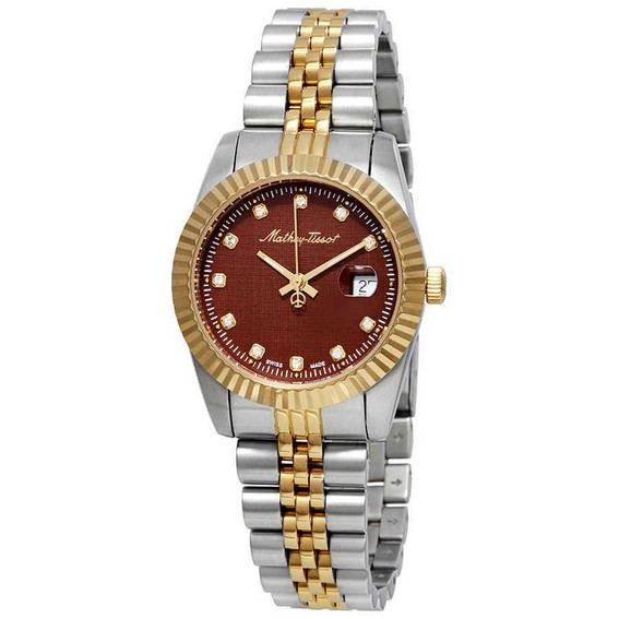 Mathey-Tissot Rolly III Two Tone Stainless Steel Brown Dial Quartz D810BM Women's Watch