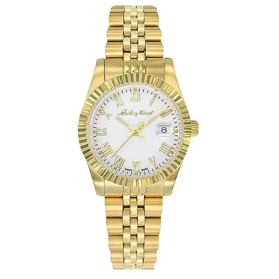 Mathey-Tissot Mathy III Roman Gold Tone Stainless Steel White Dial Quartz D810PBRI Women's Watch