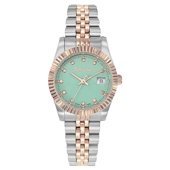 Mathey-Tissot Mathy III Two Tone Stainless Steel Green Dial Quartz D810RV Women's Watch