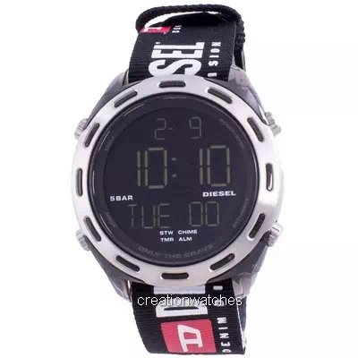 Relógio masculino Diesel Crusher Digital Black Nylon Quartz DZ1914