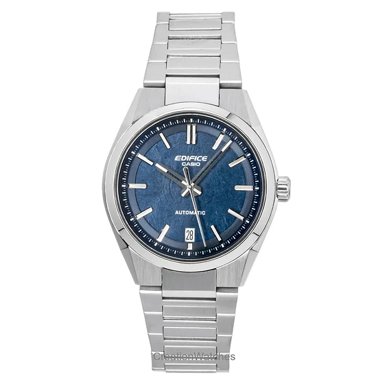 Casio Edifice Analog Stainless Steel Forged Carbon Blue Dial Automatic EFK-100D-2A 100M Men's Watch
