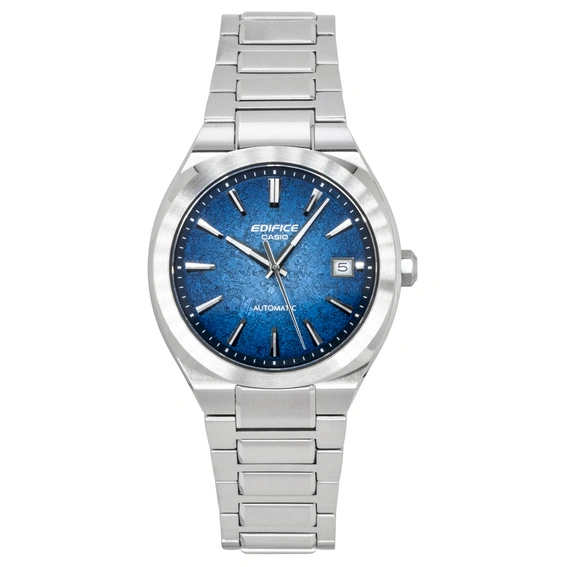 Casio Edifice Analog Stainless Steel Electroformed Textured Blue Dial Automatic EFK-200D-2A 100M Men's Watch