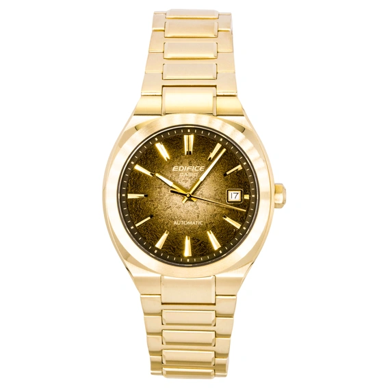 Casio Edifice Analog Gold Tone Stainless Steel Dark Brown Dial Automatic EFK-200DG-5A 100M Men's Watch
