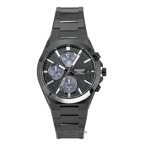 Casio Edifice Analog Chronograph Stainless Steel Black Dial Solar EFS-S650DC-1A 100M Men's Watch