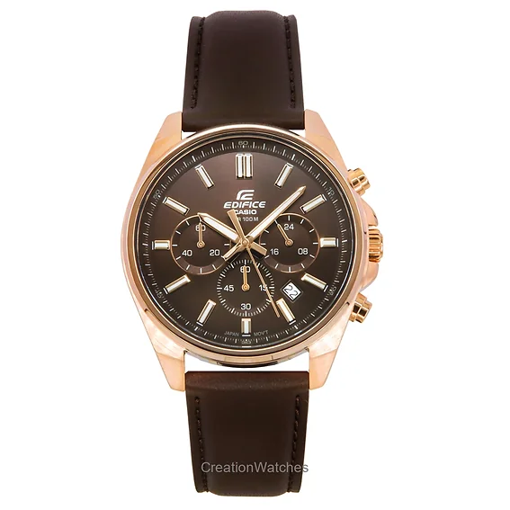 Casio Edifice Analog Standard Chronograph Brown Dial Quartz EFV-650CL-5AV 100M Men's Watch