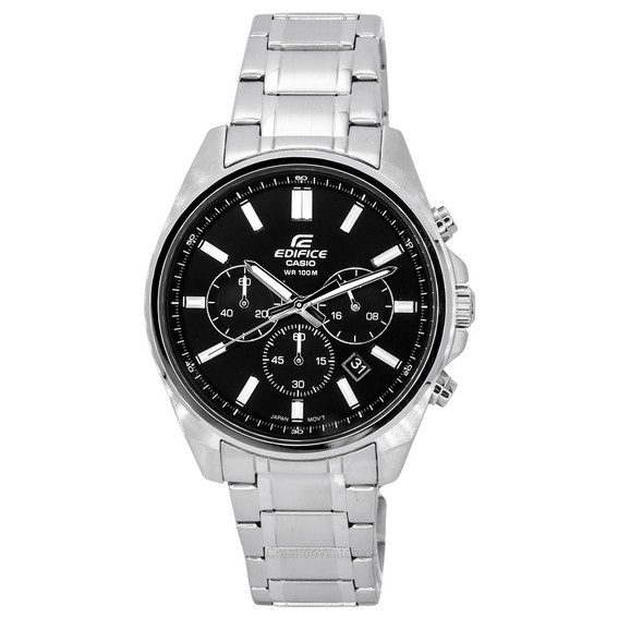 卡西欧大厦标准计时码表不锈钢黑色表盘石英 EFV-650D-1A 100M 男士手表