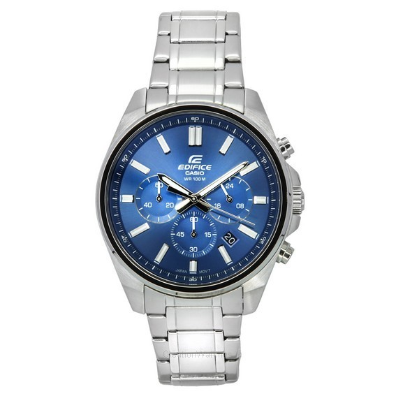 Relógio masculino Casio Edifice padrão analógico cronógrafo aço inoxidável mostrador azul quartzo EFV-650D-2A 100M