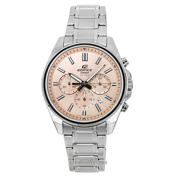Casio Edifice Analog Standard Chronograph Pink Dial Quartz EFV-650D-4AV 100M Men's Watch