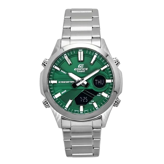 Casio Edifice Analog Digital Stainless Steel Green Dial Quartz EFV-C120D-3A 100M Men's Watch