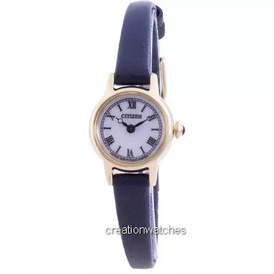 Relógio feminino Citizen com pulseira de couro com mostrador branco Eco-Drive EG2995-01A
