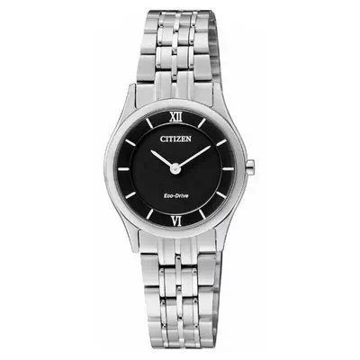 Reloj para mujer Citizen con esfera negra de acero inoxidable Eco-Drive EG3210-51E