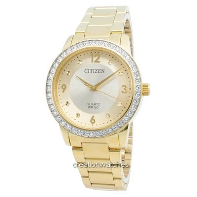 Citizen Gold Tone Crystal Quartz EL3092-86P Women's Watch
