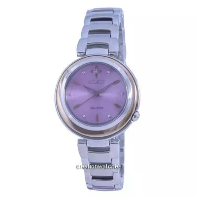 Citizen Diamond Accent Purple Dial Stainless Steel Eco-Drive EM0588-81X Women's Watch