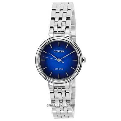 Relógio feminino Citizen L Eco-Drive de aço inoxidável com mostrador azul EM0990-81L