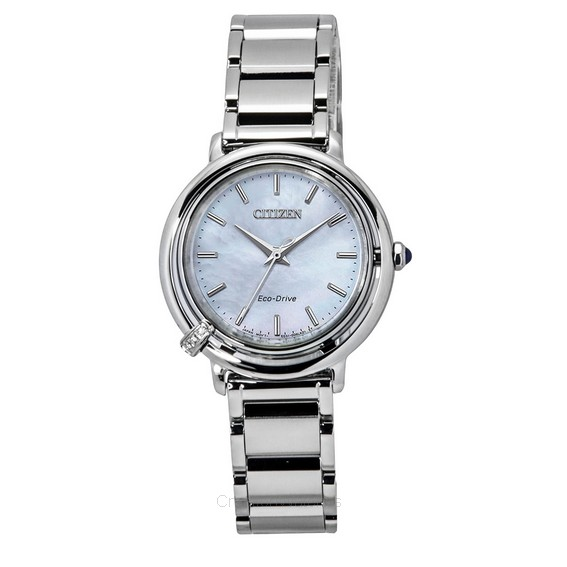 Citizen L Arcly Diamond Accent Stainless Steel Mother Of Pearl Dial Eco-Drive EM1090-60D Women's Watch With Extra Strap