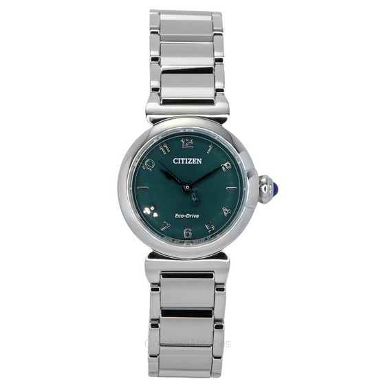 Citizen L May Bell Mini Diamond Accent Stainless Steel Green Dial Eco-Drive EM1130-83X Women's Watch