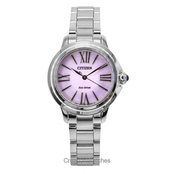 Citizen L Stainless Steel Pink Dial Eco-Drive EM1160-58X Women's Watch