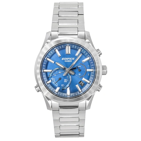 Casio Edifice Analog Chronograph Smartphone Link Stainless Steel Blue Dial Solar EQB-1300D-2A 100M Men's Watch