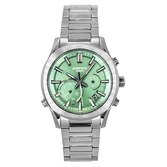 Casio Edifice Analog Chronograph Smartphone Link Green Dial Stainless Steel Solar EQB-1300DC-3A 100M Men's Watch