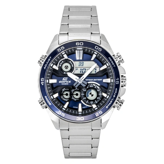 Casio Edifice Analog Digital Stainless Steel Blue Dial Quartz ERA-130D-2A 100M Men's Watch