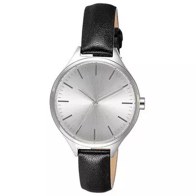 Esprit prata com mostrador pulseira de couro quartzo ES109272001 relógio feminino