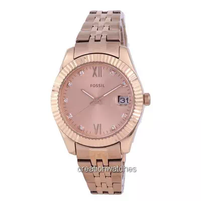 Fossil Scarlette Mini reloj de cuarzo de acero inoxidable en tono dorado rosa ES4898 para mujer