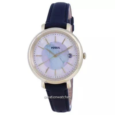Fossil Jacqueline Mother-Of-Pearl Dial Leather Strap Solar ES5093 Women's Watch