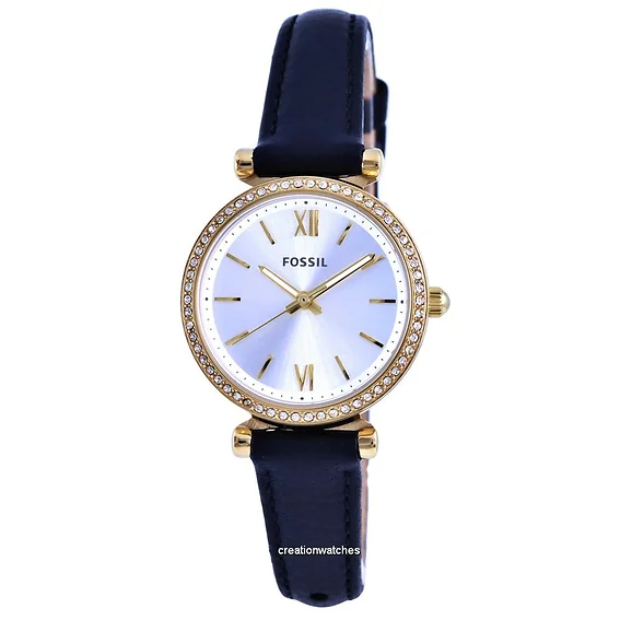 Fossil Carlie Crystal Accents Leather Silver Dial Quartz ES5127 Women's Watch