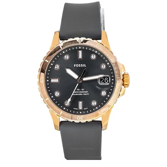 Fossil FB-01 Silicone Strap Grey Dial Quartz ES5293 100M Women's Watch