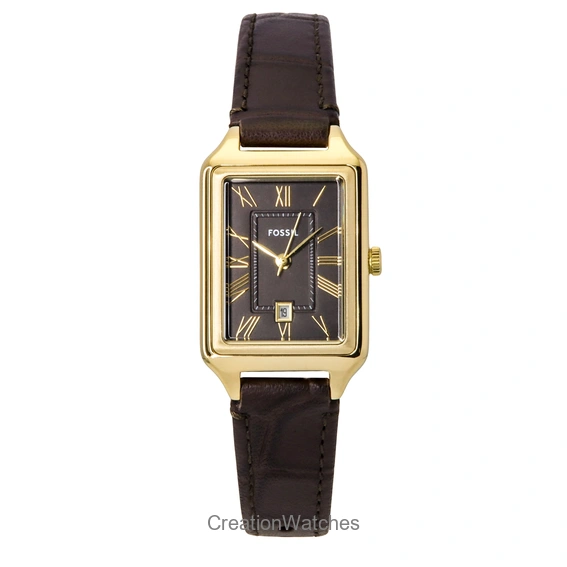 Fossil Raquel นาฬิกาข้อมือผู้หญิง สายหนัง หน้าปัดสีน้ำตาล รุ่น ES5367 Quartz