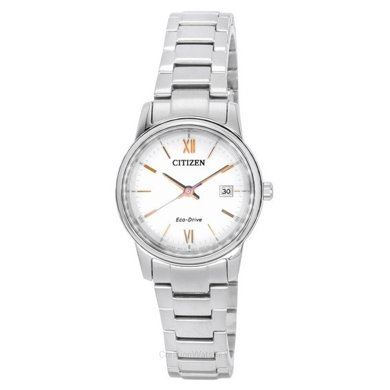 Женские часы Citizen из нержавеющей стали с серебряным циферблатом Eco-Drive EW2318-73A
