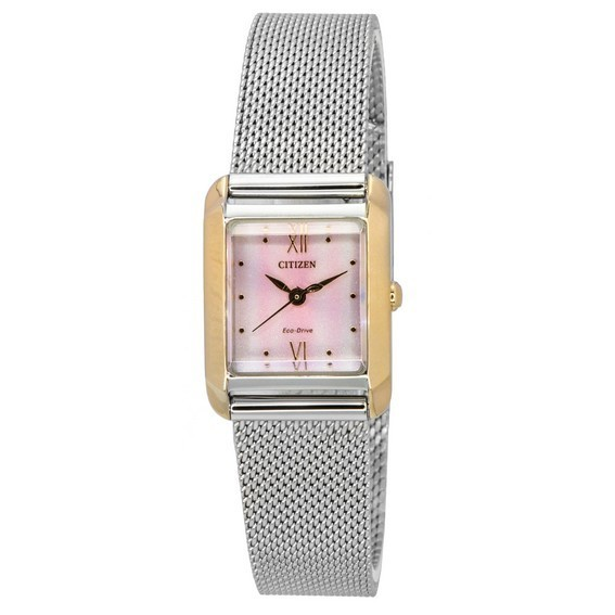 Relógio feminino Citizen Elegance madrepérola com mostrador Eco-Drive EW5596-66X com alça extra