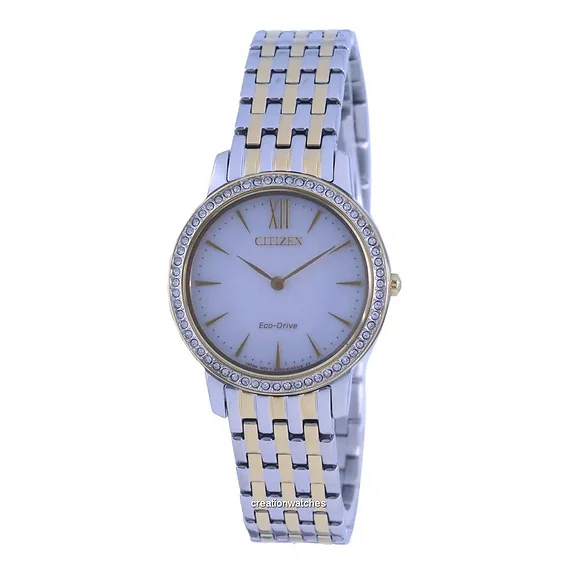 Citizen Elegance Crystal Accents Two Tone Stainless Steel Eco-Drive EX1484-81A Women's Watch