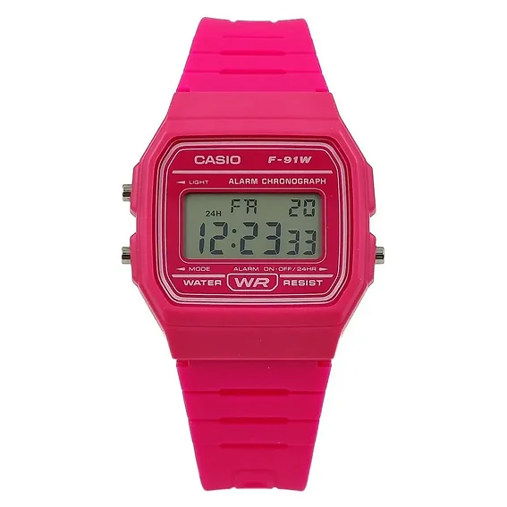 Casio Digital Pink Resin Strap Quartz F-91WC-4A Unisex watch