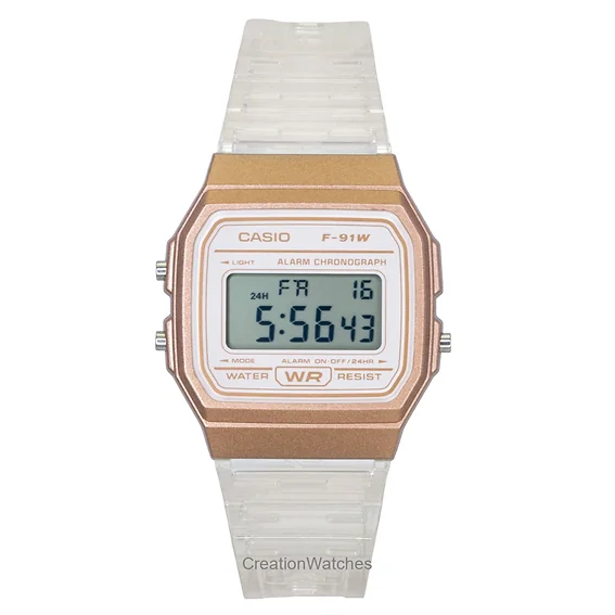 Casio Digital Transparent Resin Strap Quartz F-91WS-7A3 Unisex Watch